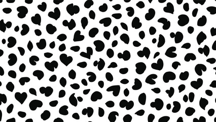 Dalmatian skin texture. Vector pattern of black dalmatian spots on white background.