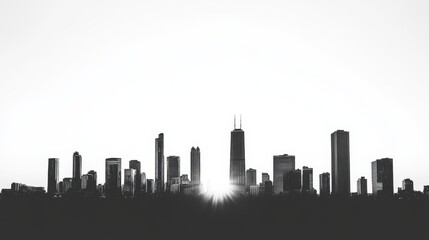 Naklejka premium High Contrast Cityscape Silhouette with Studio Lighting