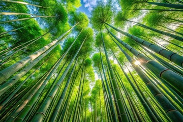 tall bamboo trees reaching sky