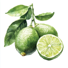 Finger lime fruit watercolor clipart illustratration