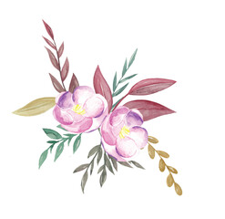 Bouquet of Flowers Botanical Watercolor