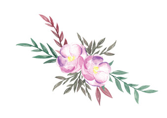 Bouquet of Flowers Botanical Watercolor