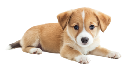 Adorable puppy poses on a colorful backdrop, celebration of color and canine charm