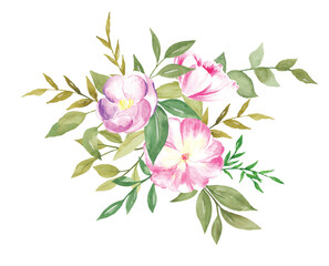 Bouquet of Flowers Botanical Watercolor