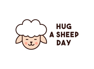 Hug A Sheep Day. Flat design vector.