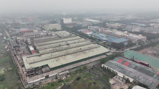 Wastewater Recycling and Treatment Industrial ETP Plant Aerial Footage,Aeration,  Filtration Effluent Treatment Process
