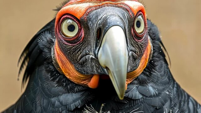 Close up view of a California condor in its natural habitat