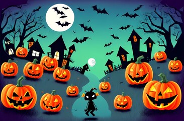 Halloween festival orange background illustration.