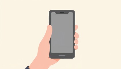 Minimalist Hand Holding Smartphone in Soft Pastel Colors with Copy Space