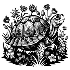 turtle printable black color vector, turtle png file