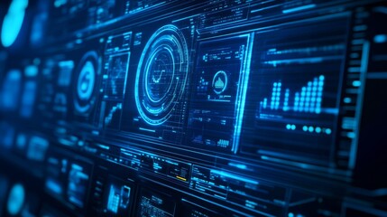 Fototapeta premium Futuristic Digital Interface in Business Environment