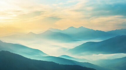 Misty Morning Light Over Soft Focus Valleys