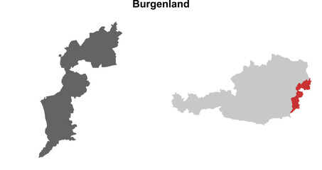 Fototapeta premium Burgenland state blank outline map set