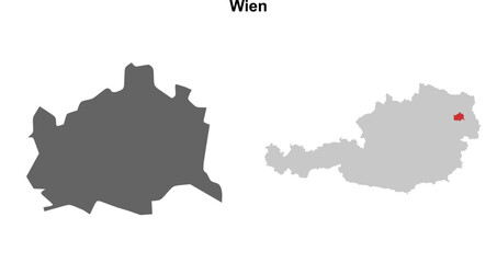 Vienna blank outline map set