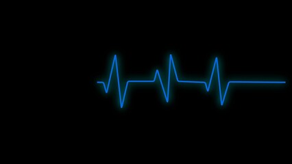 Glowing Blue ECG Line on Black Background