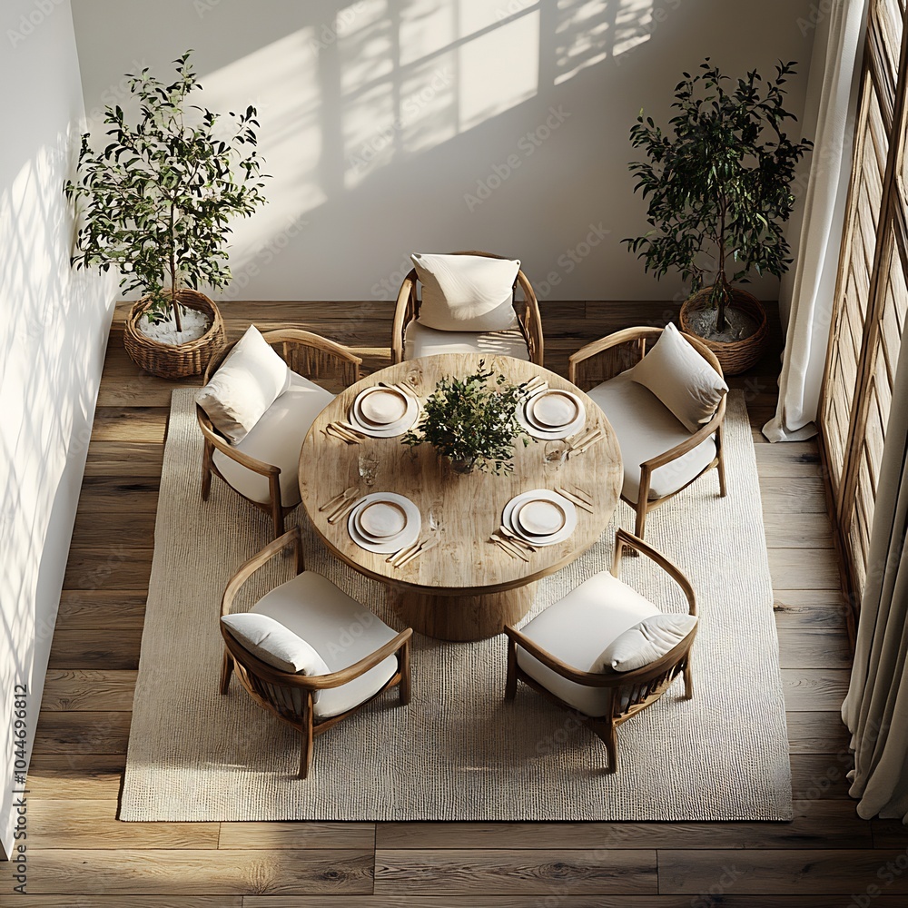 Poster 3d topdown view of small dining room featuring a compact table with practical seating and a wellarra