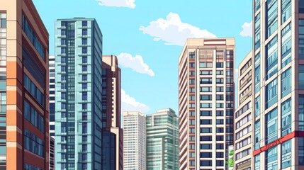 Fototapeta premium Modern City Skyline with High-Resolution Details