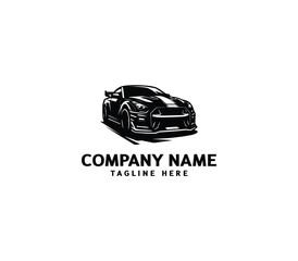 Vector silhouette sport car logo. Race car symbol logo template. Black car silhouette