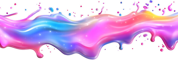 Fototapeta premium Dripping rainbow slime liquid isolated on a white isolated background. Rainbow slime splash 