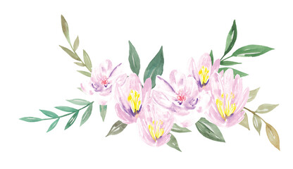 Watercolor Bouquet of Flowers Botanical 