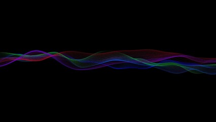 Colorful Waveforms on Black Background, Background particle line wave