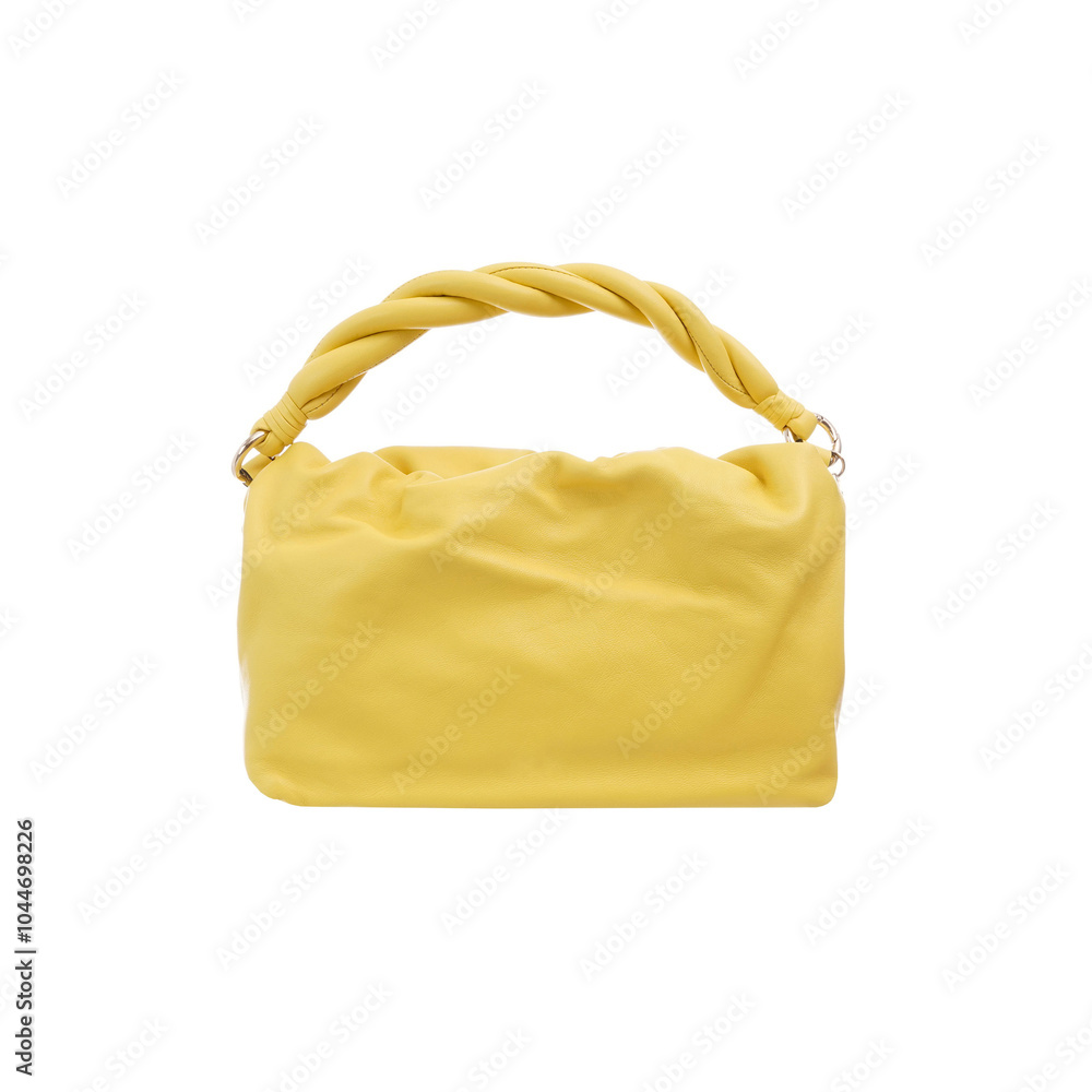 Wall mural yellow women's leather bag isolated on white background