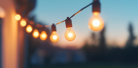 Cozy backyard event illuminated by festive battery-powered string lights, creating a warm and inviting atmosphere.