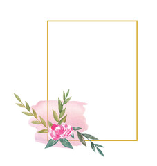 Frame Watercolor Bouquet of Flowers Botanical 