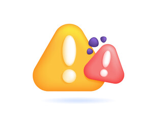 danger sign concept. notification, error, mistake, alert. exclamation mark. danger risk and problem. illustration of red and yellow warning signs. symbol or icon. minimalist 3d style design. element