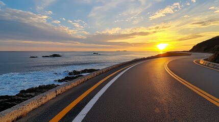 A sunlit coastal road lined with election banners, urging residents to vote. The calm ocean view adds serenity and significance to this democratic celebration