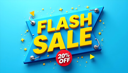3D text effect shape badge flash sale discount background