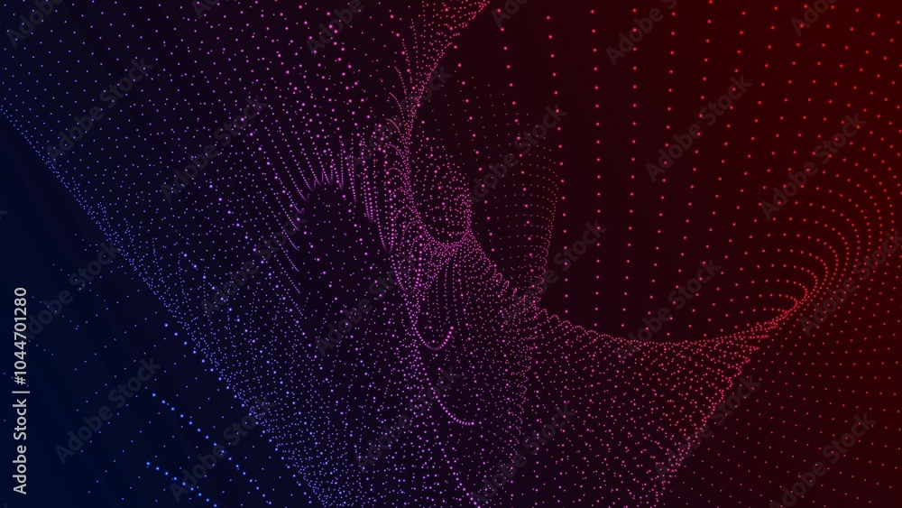 Poster abstract swirling patterns of red and blue dots background