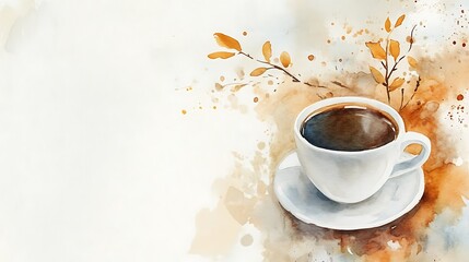 Serene Watercolor Coffee Cup on Soft Background
