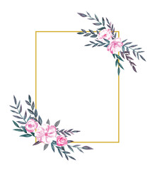 Obraz premium Frame Bouquet of Flowers Botanical Watercolor