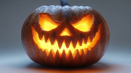 Glowing Carved Pumpkin with Toothsome Grin