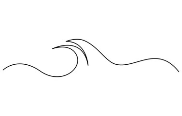 One single line simple ocean wave drawing. Sea wave continuous line drawing vector illustration,