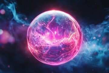 Fototapeta premium Glowing Energy Sphere in Cosmic Space - Abstract Digital Art