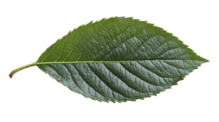 Fototapeta premium Green Leaf with Veins and Serrated Edges