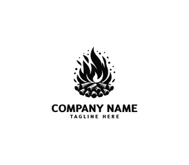 Vector fire ember logo. Blazing fire symbol logo design. Bonfire logo template. Hot fire sign