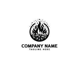 Obraz premium Vector fire ember logo. Blazing fire symbol logo design. Bonfire logo template. Hot fire sign