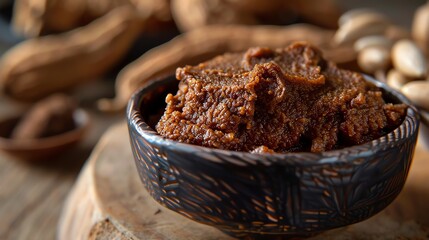 A sharp focus on dried tamarind paste