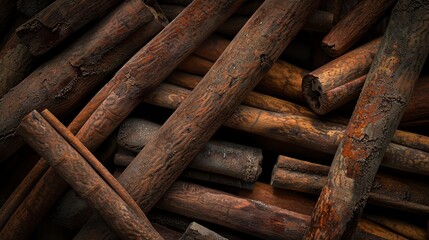 An aromatic display of cinnamon sticks