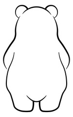 Obraz premium Black and white bear view from behind without background