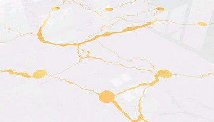 White marble with golden cracks, a high-contrast abstract background with a dramatic, textured...