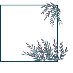 Frame Bouquet of Flowers Botanical Watercolor