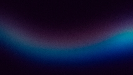 Grainy noise texture background, purple blue abstract vibrant glowing color gradient shape on black backdrop, dark banner poster header cover wallpaper design