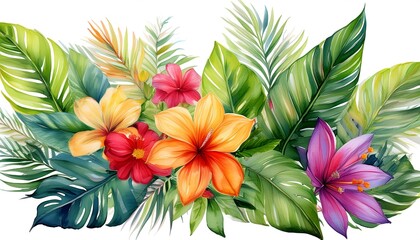 A vibrant pattern featuring various flowers and leaves, perfect for spring and summer decoration