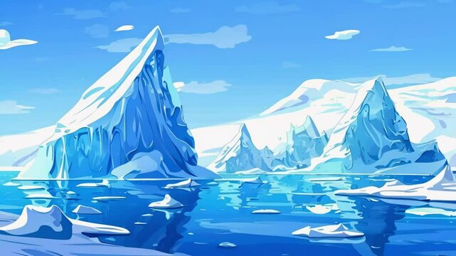 Cartoon A view of melting glaciers in the north pole