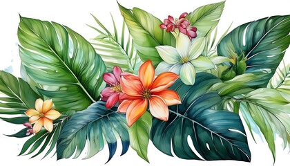 A vibrant pattern featuring various flowers and leaves, perfect for spring and summer decoration