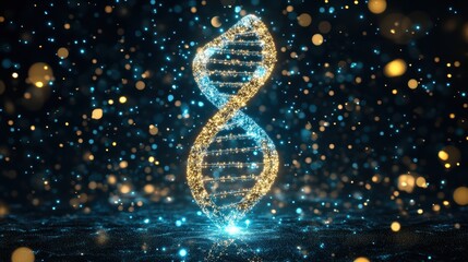 Obraz premium Glowing DNA Double Helix with Neon Light Effects